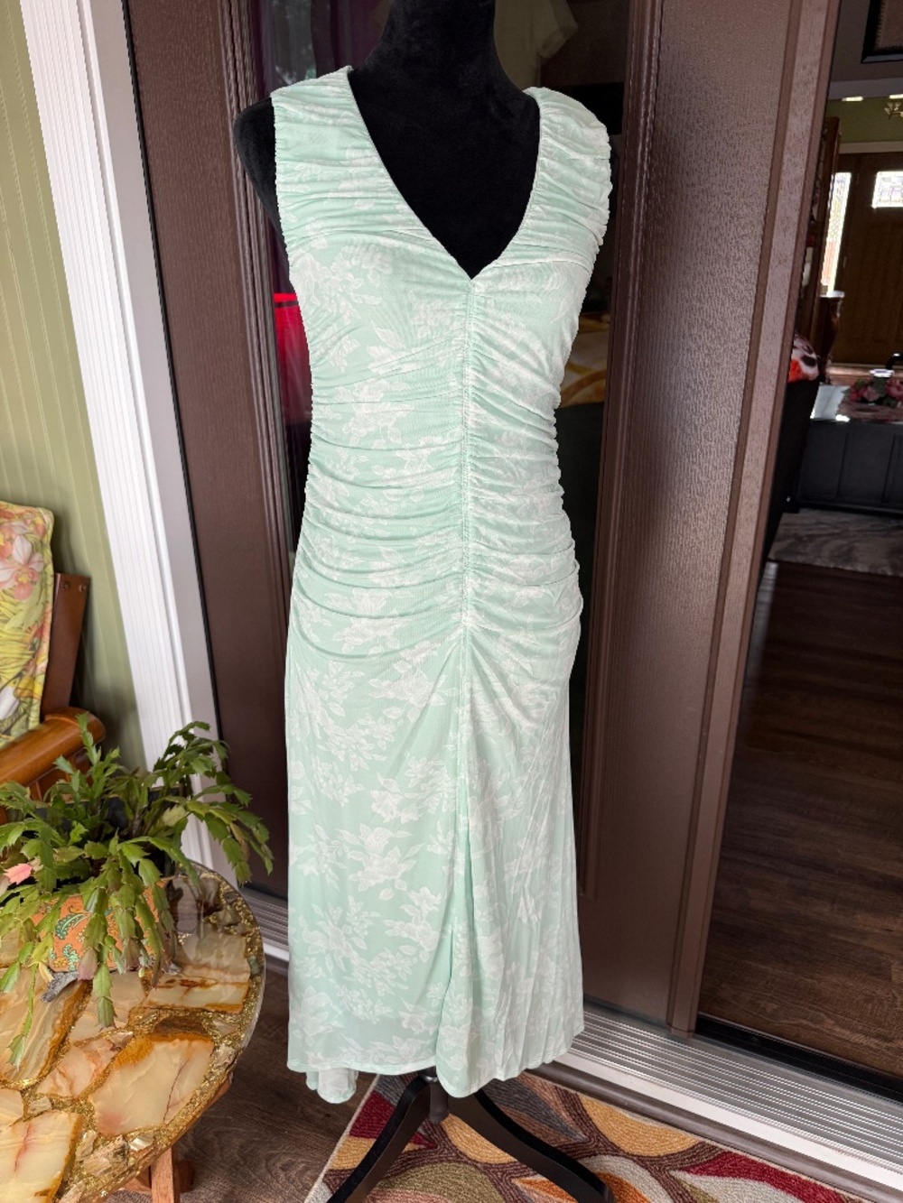 A New Day Long Green Floral Maxi Dress High-Low Size Small